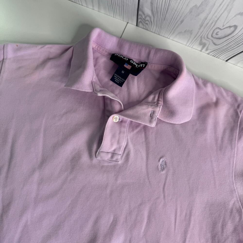 Vintage Ralph Lauren Sport Polo Top Pink Small Cotton Preppy Y2K
